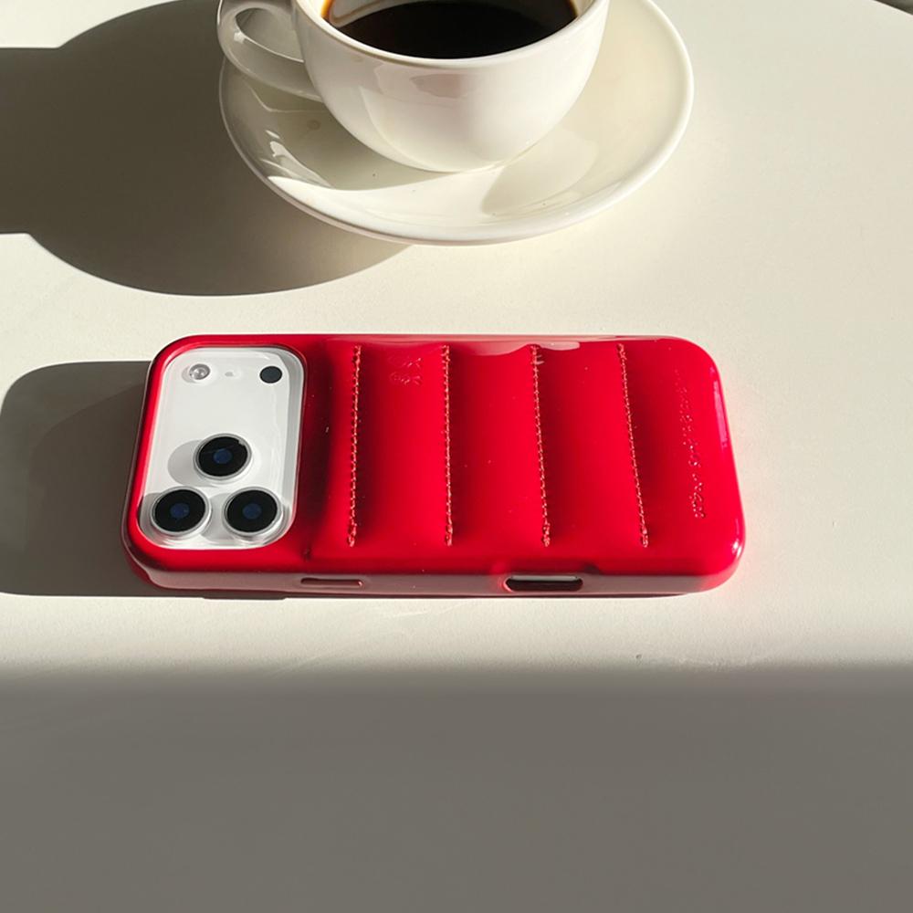 Luxury PU Leather Puffer Phone Case For 17 16 15 14 Pro Max 13 Shockproof Cover Urban Sophistication Down Jacket Caps