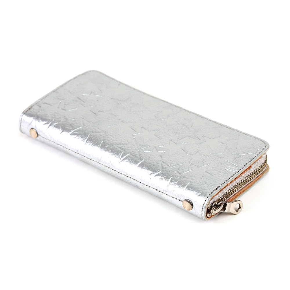 AGILITY affa Long Round Large Star Gold and Silver "Grotto" Wallet, Zipper, Capacity, Women's, Pattern,