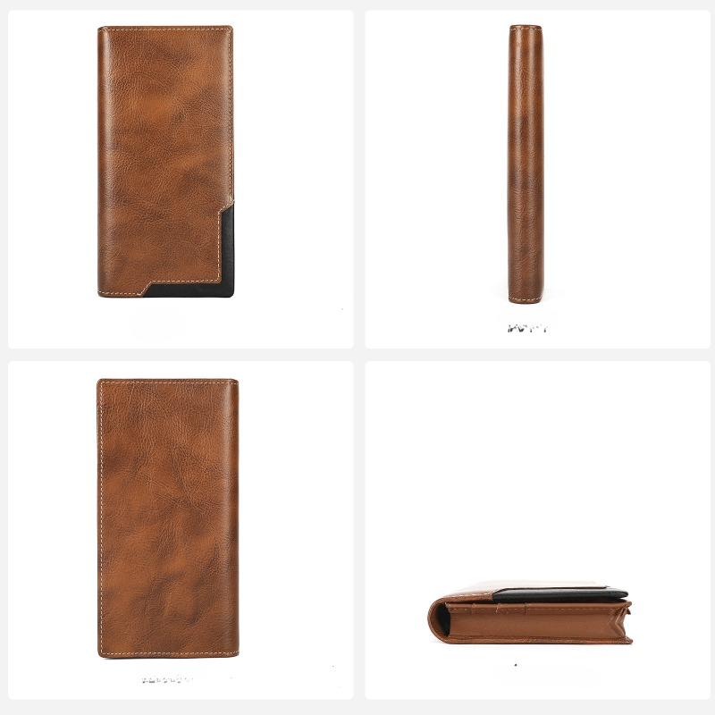 Portefeuille Vintage en Cuir Véritable pour Homme Tout-en-un Cuir Portefeuille Long pour Homme Multi-cartes Sac de Ramassage Taureau pour Homme