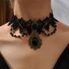 "Chic Gothic Black Lace Tassel Collarbone Necklace”