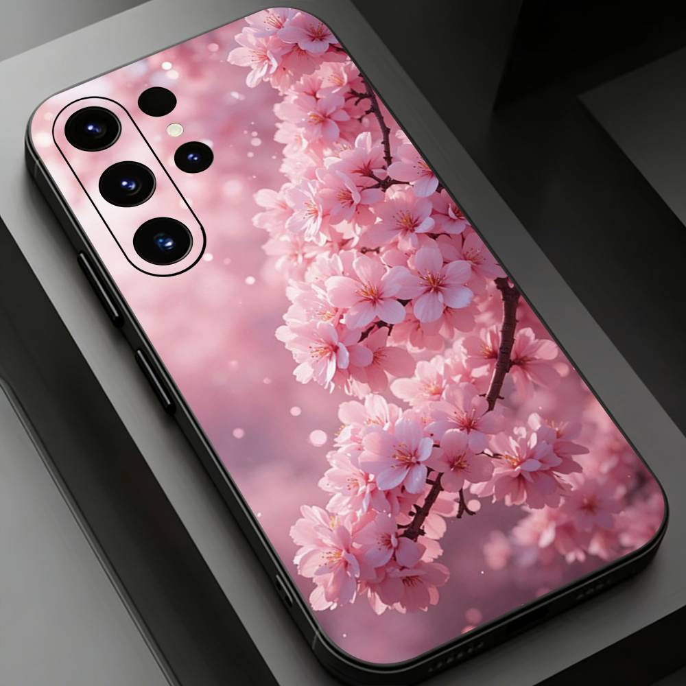 Pink Sakura Phone Case For Samsung Galaxy S26,25,24,23,22,21,20Plus Ultra