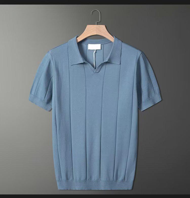 

Мужская летняя дышащая трикотажная рубашка-поло — легкая, свободного кроя, с коротким рукавом, в корейском стиле XXL синий