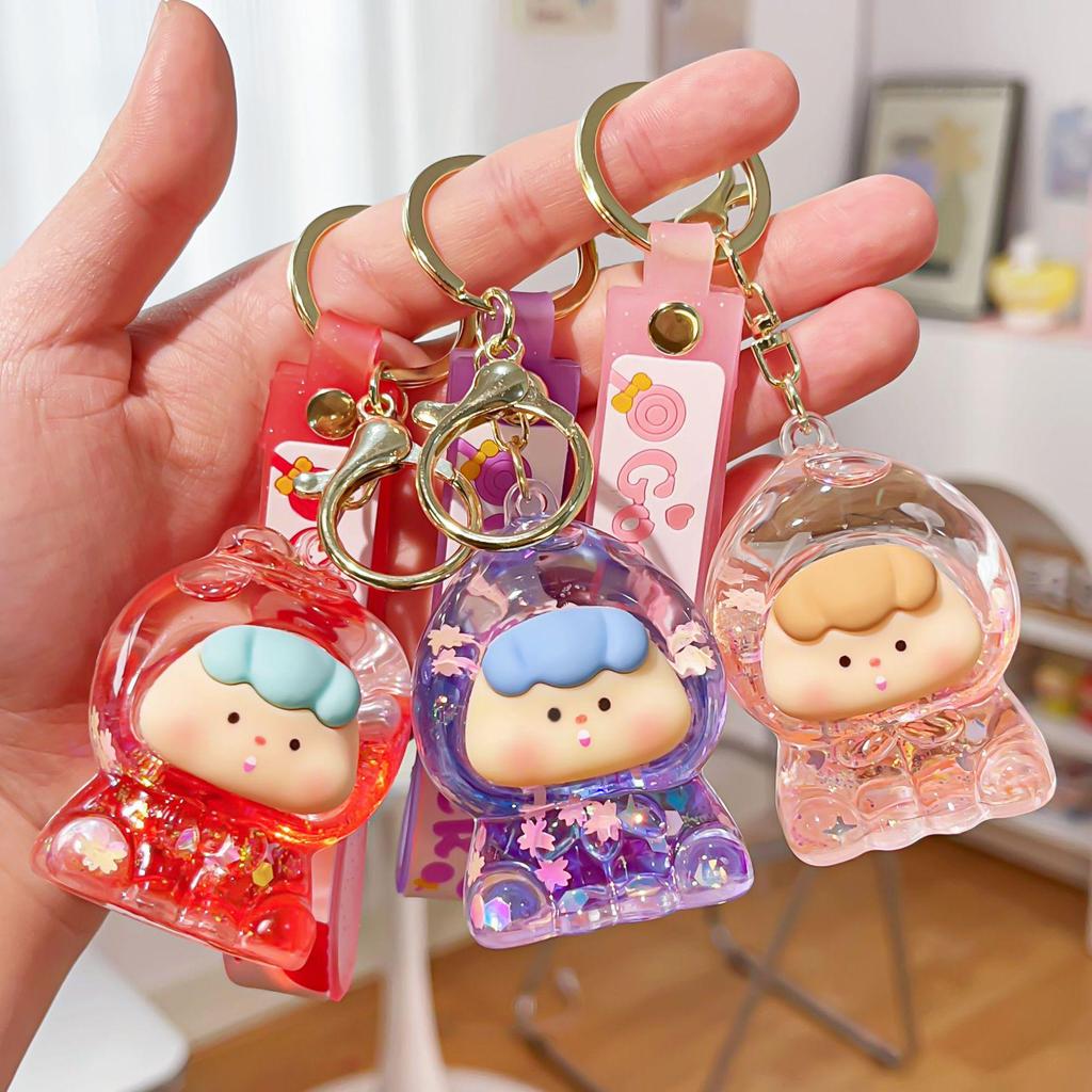 Douyin Blinking Fruit Charms Acrylic Keychain - Cute Oil-Filled Pendant Gift Ornament