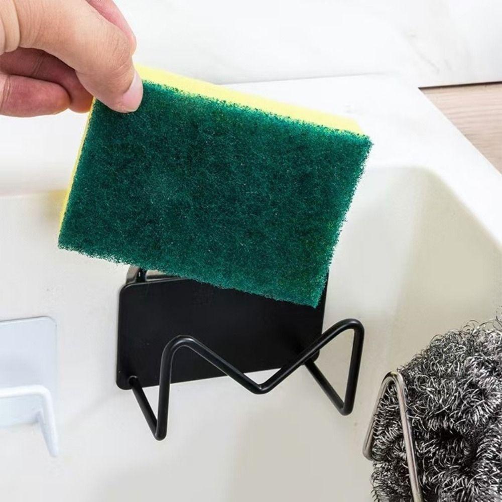 Stainless Steel Sink Sponges Holder Self Adhesive Rustproof Sink Sponges Racks Wall Mounted Space Saving Sponges Storage Holder