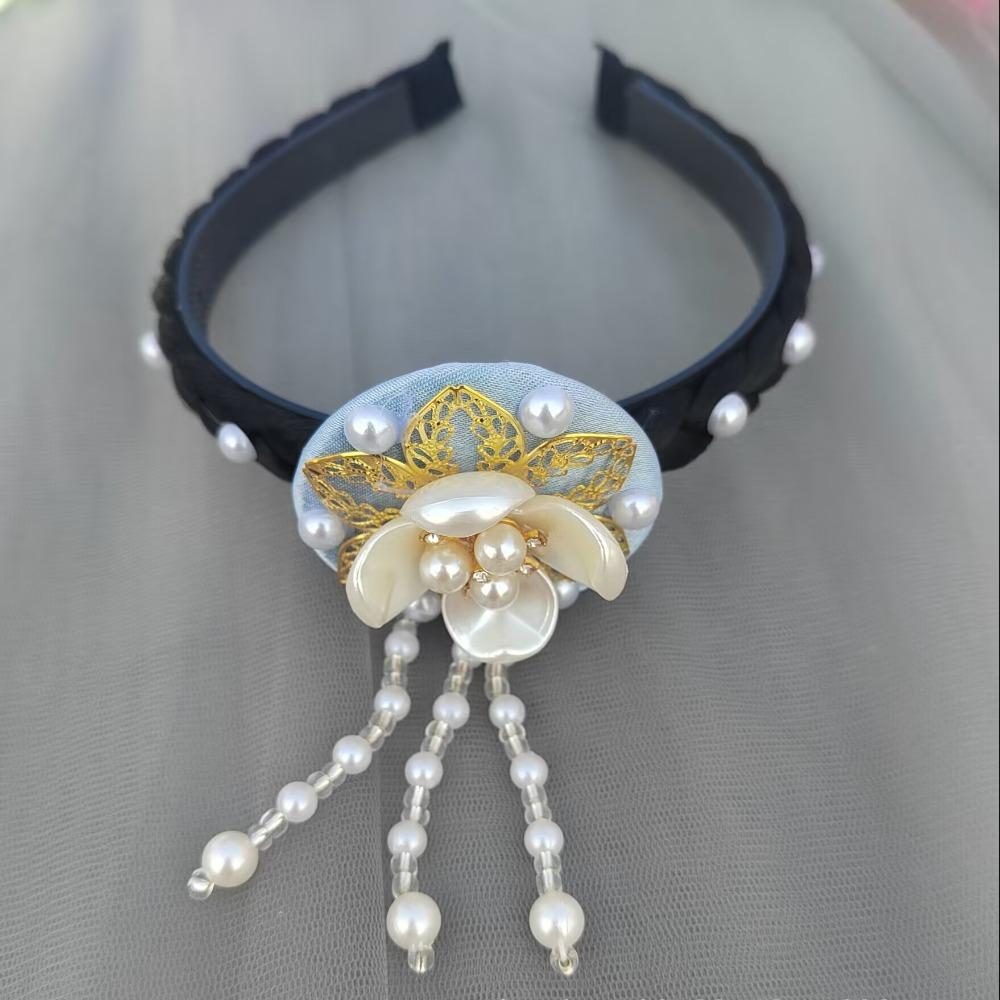 Flower Hanbok Hairband Pearl Stage Dance Hair Hoop Sweet Korean Headband  Girl