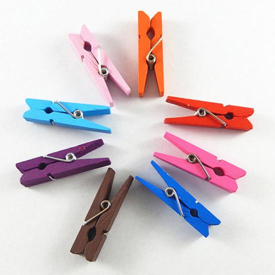 20 Adet Çok Renkli Ahşap Clothespins Ahşap Çamaşırhane Clothespins Kağıt Craft Klip