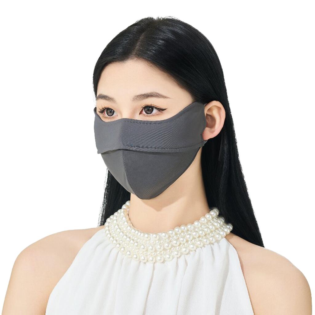 Women 3D Stereo Sun Protection Mask UPF50+, Ice Silk Anti Ultraviolet Face Mask, Eyewrap Design Adjustable String Breathable Summer Outdoor Mask