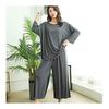 [TRTRO] Women's Loungewear, Top and Bottom Set, Large Size, Round Collar, Long Sleeves, Pajamas, Room Wear, Sleepwear, Elastic Waist