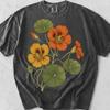 Nasturtium Botanical Shirt: Vintage Orange Floral Print, Comfort Colors Cotton Tee