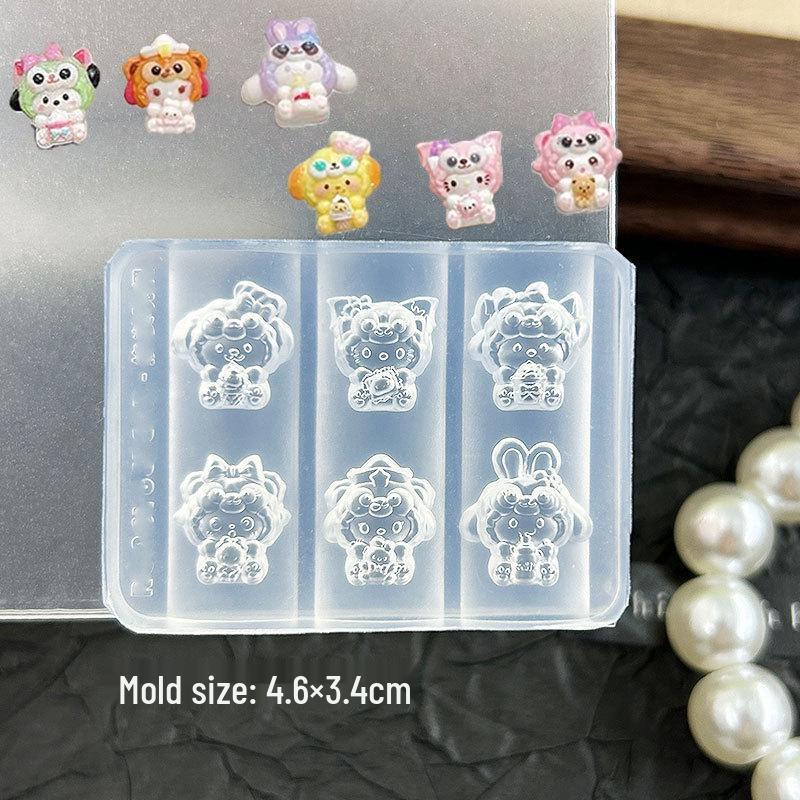 

Мультяшний Ведмедик Рельєфна Форма для Манікюру - Ангельська Пічка Французький Дизайн, Висока Прозорість DIY Гелеве Різьблення