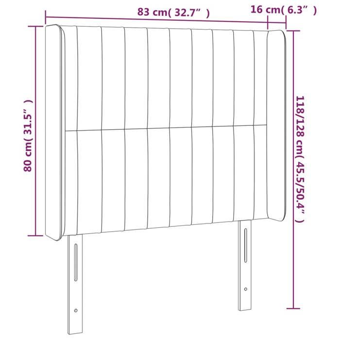 VidaXL Tête de Lit à LED Meuble de Chambre à Coucher Accessoire de Lit Simple Tête de Cadre de Lit Intérieur Gris Foncé 3124261