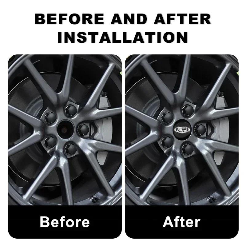 Car Styling Aluminum Wheel Hub Caps Sticker Emblem Decoration For Ford Mondeo Fiesta Ecosport Mustang Focus 2 3 4 Kuga Fusion