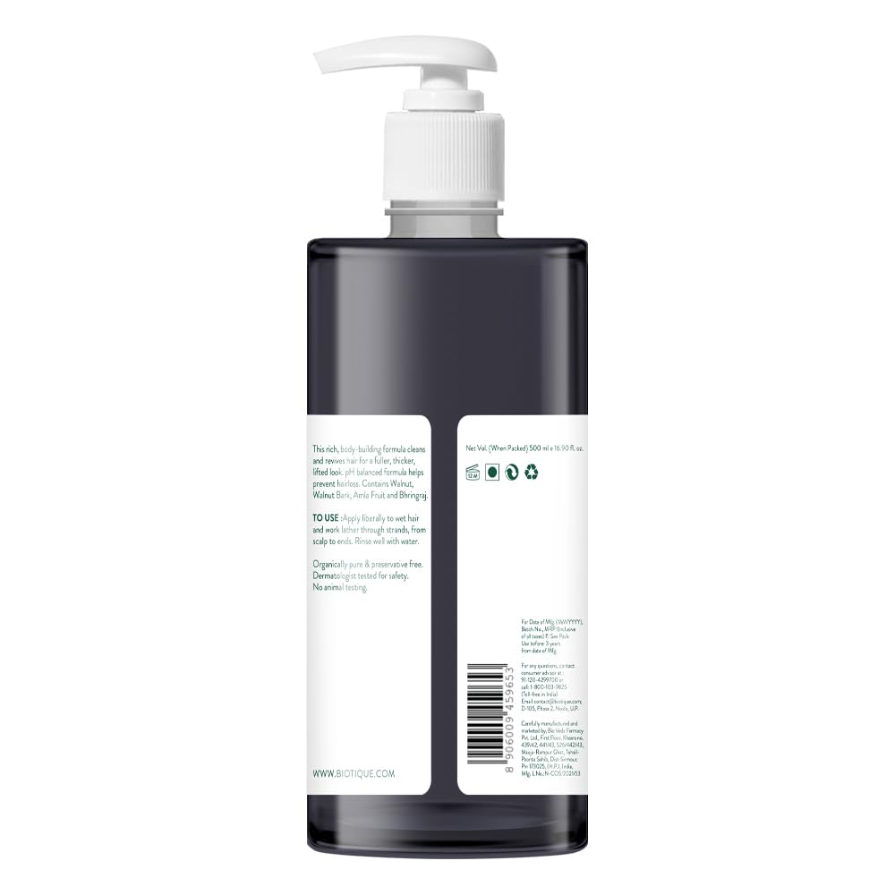 Biotique Bio Walnuss Shampoo und Spülung 500ml Für Dünnes Haar Volumenverleihend Botanische Extrakte Kein Haarausfall