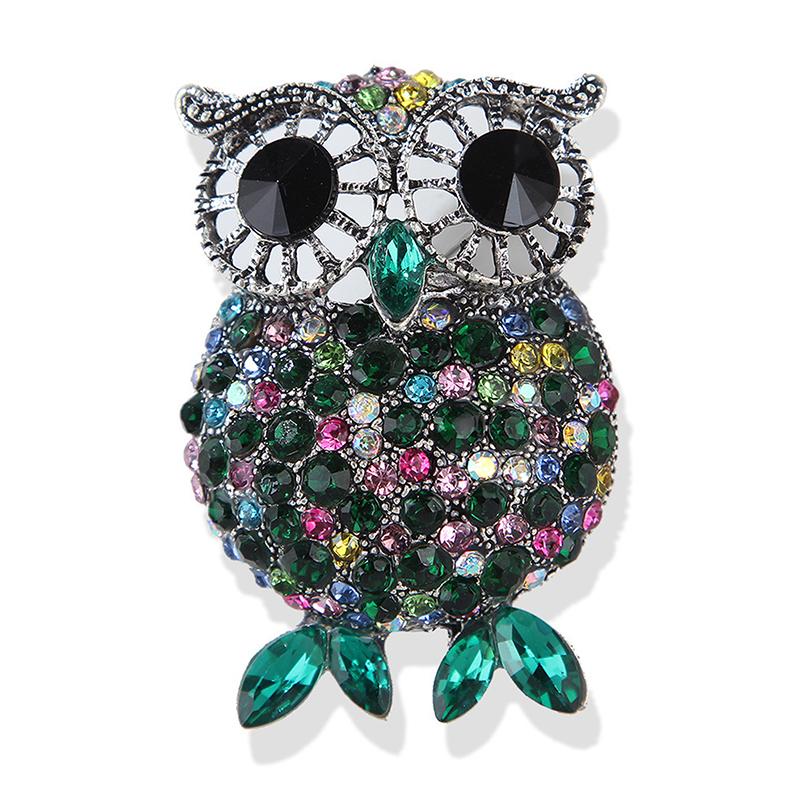 Personalized Retro Rhinestone Owl Brooches For Women Clothing Coat Accessries Gifts