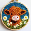 DIY Punch Embroidery Kit Highland Cow Punch Needle Kit Punch Needle Stickerei Starter Bastelset für Erwachsene und Kinder Festival Geschenk
