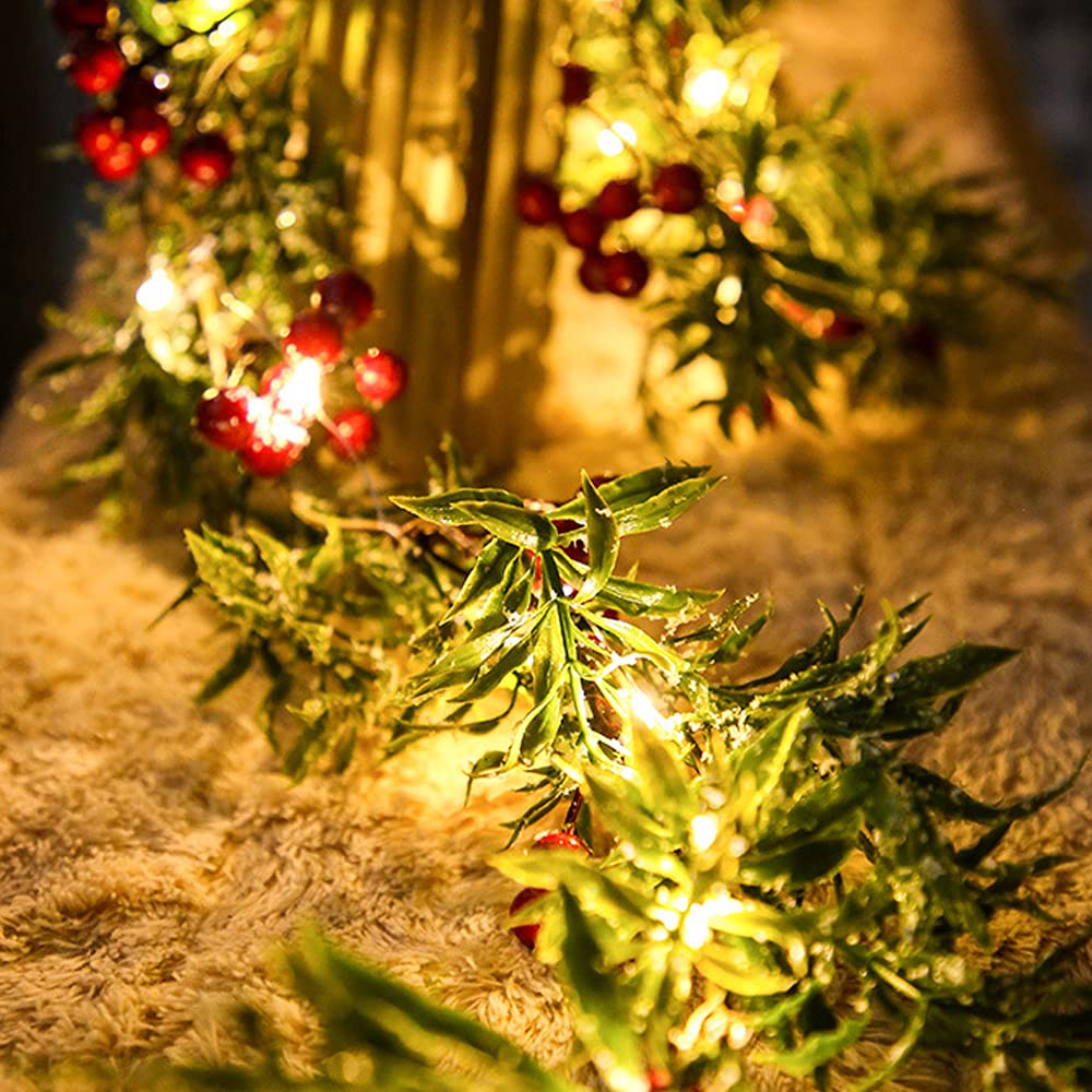 Red Berry Pine Cone Jul Led Dekorative Lights Kobber Wire Lights Christmas Pine Cone Lights Vanntett furu nåler dekorasjon