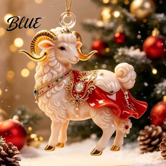 Acrylic Farm Animal Xmas Tree Sheep Hanging Goat Ornament Ornaments Christmas Decoration for 2D Flat