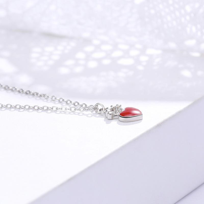 Crown Red Love Necklace Fashion Jewelry Niche Design Light Luxury Temperament Korean Version Pendant Women Premium