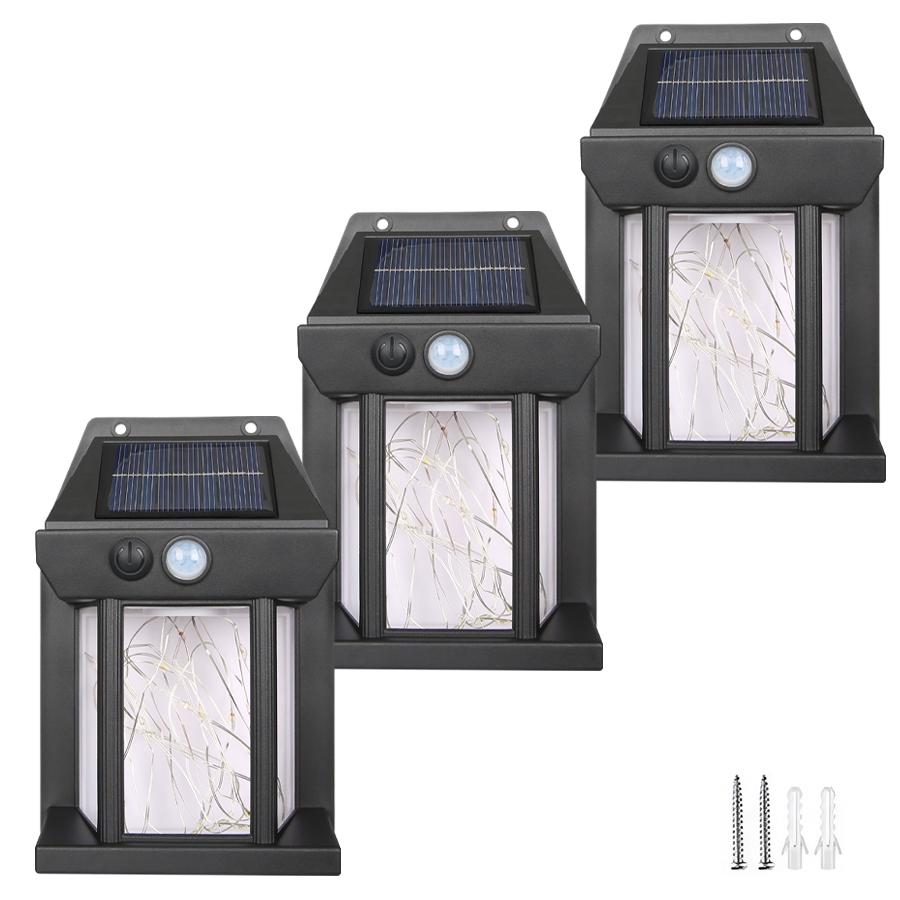External Led Solar Wall Lamps Motion Sensor Light String Outdoor Waterproof Emergency Lantern Courtyard Garden Decoration Light