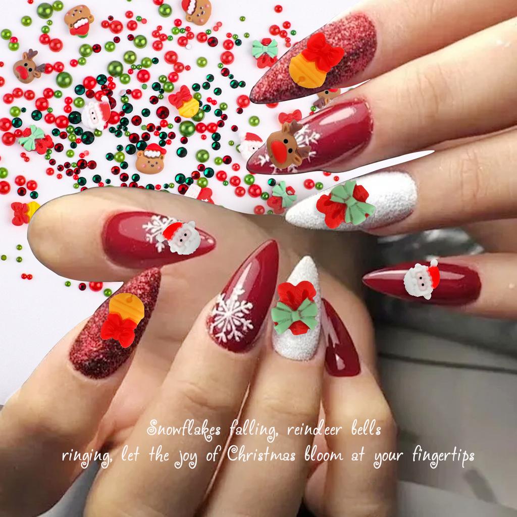 Nail Art Christmas Bells Snowflake Elk Snowman Nail Art Ornaments Halloween Kid Funny Ghost Pumpkin Nail Accessories