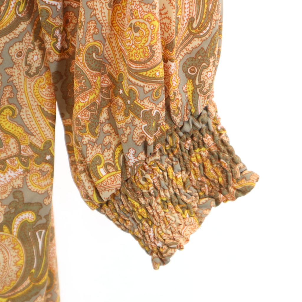 unused nano universe Paisley Pattern Long sleeve gown Shirt dress F Camel Women Used