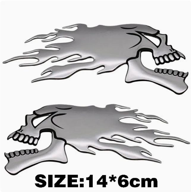 3D Skull Flame Soft Rubber Decal for Cars, Motorcycles, and Electric Vehicles