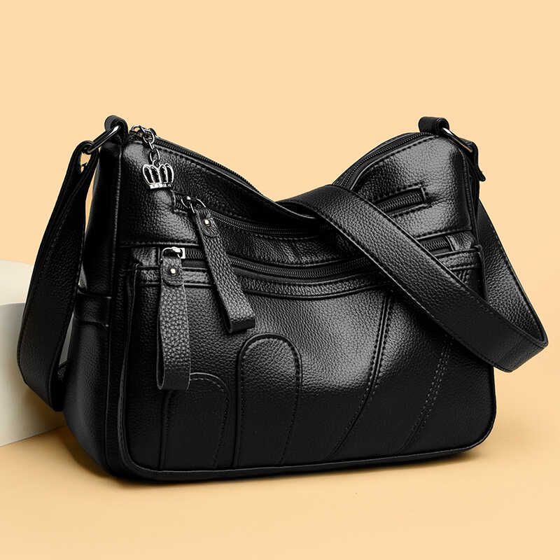 

Women s Bag 2025 New Crossbody Bag Genuine Leather Fashion All-Match Multi-Layer Large Capacity Women s Middle-Aged Mom Shoulder Bag Black