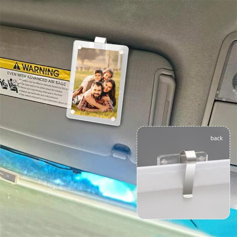 Multipurpose Car Sunvisor Frame Holder for Displaying Photos and Storing Small Items Like Cards for Organized Car Space
