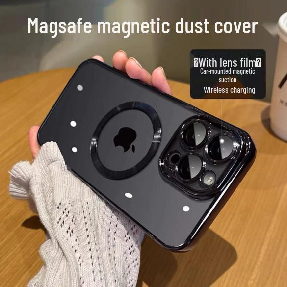 iPhone 17 Dustproof Electroplated Case with CD Pattern, Magnetic Suction, E Lens Film for 15 Pro, Soft Case Compatible with 16.