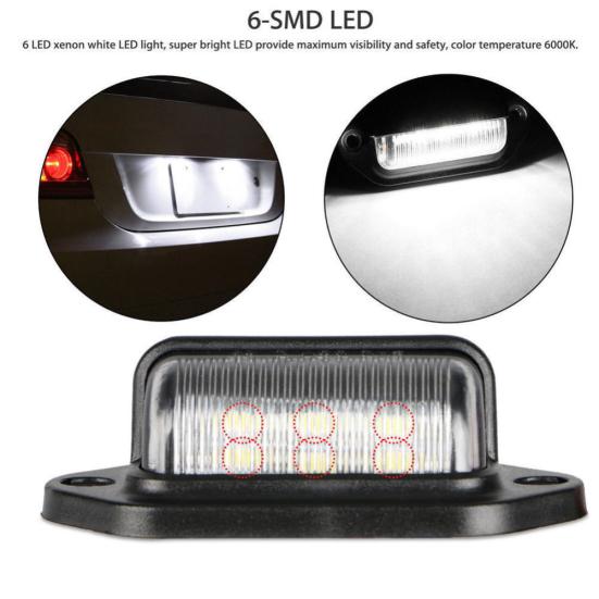 2 ks Vodotěsné 6 LED 12/24V Auto Nákladní vozidlo Přívěs Světlo SPZ Zadní světlo