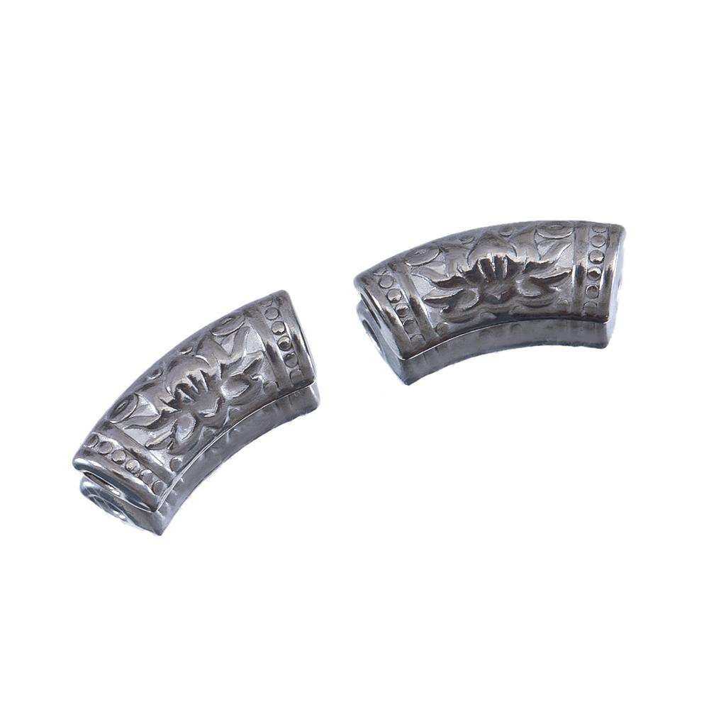 

5pcs Stainless Steel Embossed Curved Tube Spacer Beads Necklace Charm Pendant Loose Beads Connectors DIY Jewelry Making Findings 5pcs
