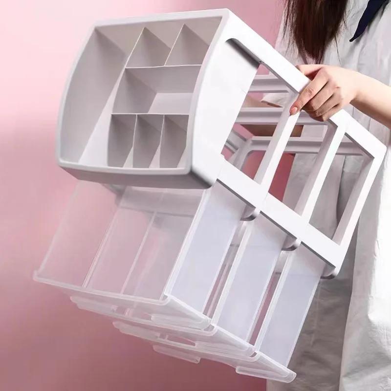 2/3/4 straturi cutie de depozitare pentru birou, organizator, sertar mare din plastic, transparent, multifuncțional, cutie organizator pentru cosmetice