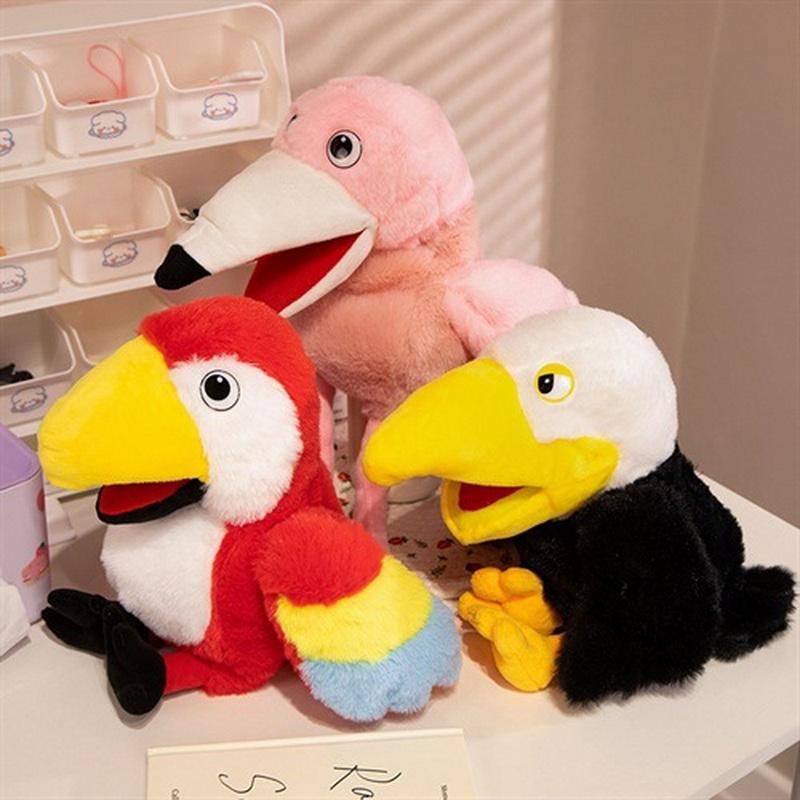 35Cm New 6 Style Toucan Hand Puppet Plush Toys Toucan Parrot Bald Eagle Peacock Owl Flamingo Children'S Game Plush Dolls Gifts