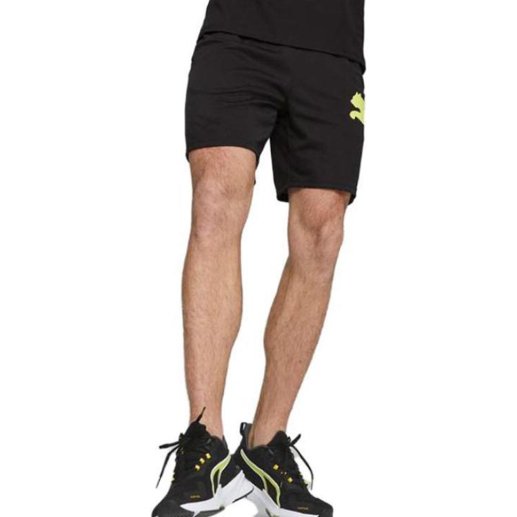 Puma Big Logo Print Elastic Waist Loose Straight Casual Shorts Men shorts Black 524583-56