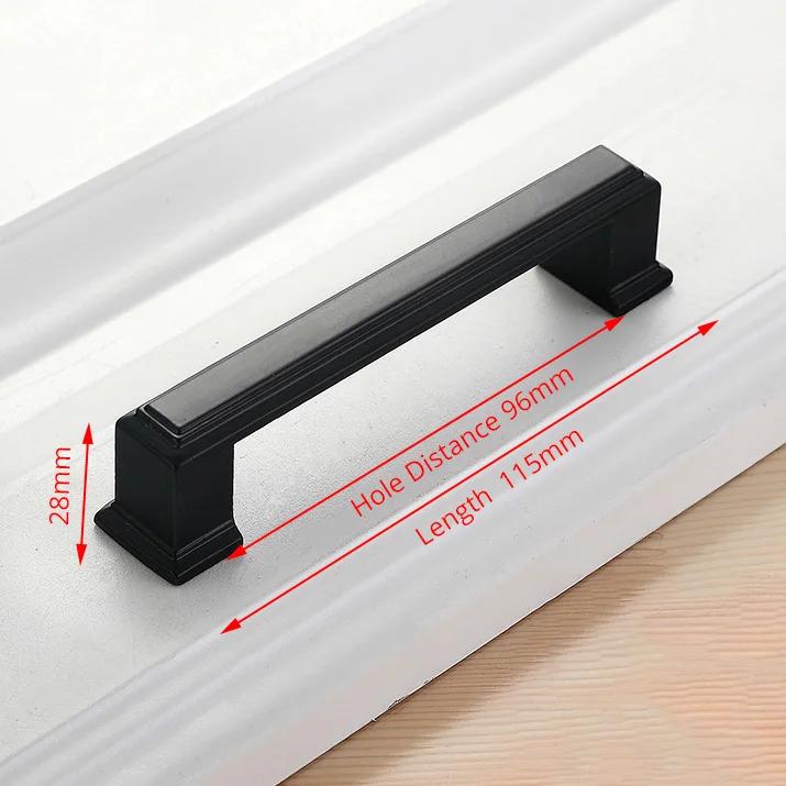 Svart skåphandtag i aluminiumlegering Amerikansk stil Solida köksskåpshandtag Lådknoppar Möbelhandtag Beslag