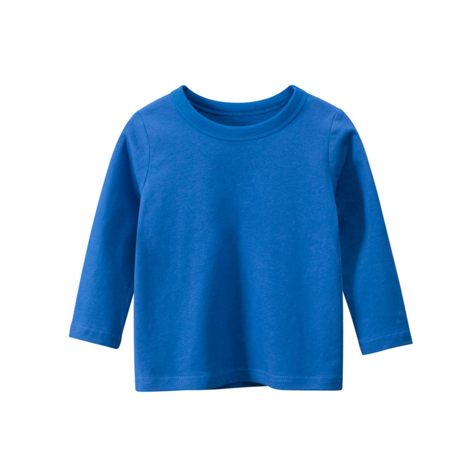 

Winter Boy And Girls Round Neck Pullovers For Kids Long Sleeved T-shirt Solid Color Baby Tops 100