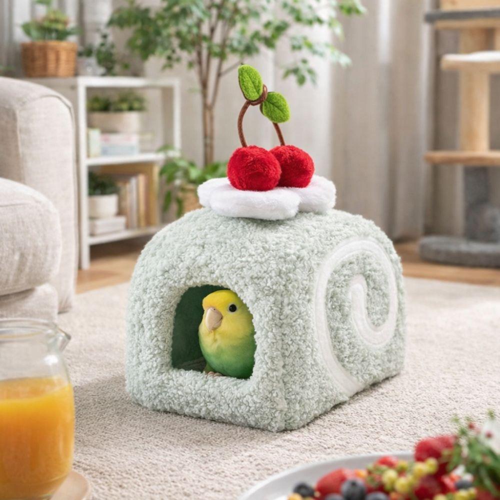 Cute Hamster Cake Nest Warm Bird Hiding House Chinchilla Shelter Plush Hamster Cage  Autumn Winter