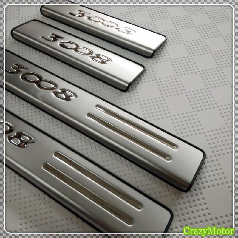 For Peugeot 3008 GT 2016-2022 Stainless Door Sill Scuff Plate Pedal Entry Guard Protector Cover Car Accessories