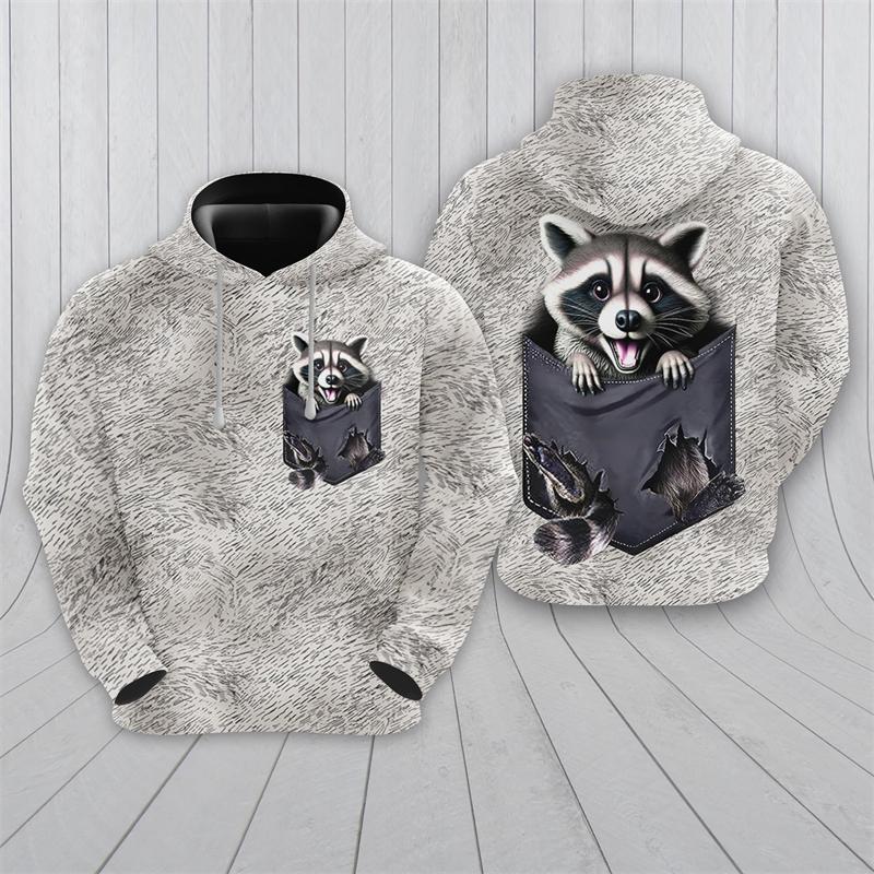 

Світшоти із зображенням милого єнота Модні худі з квітами Harajuku для чоловіків Одяг Спортивний костюм для любителів тварин Пуловери для хлопчиків Дитячі топи XL