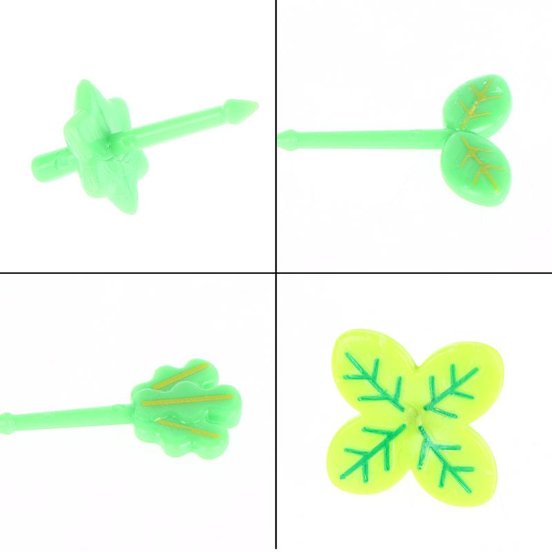 8Pcs Fruit Fork Toothpick Leaves Plastic Decoration Lunch Box Bento Accessories