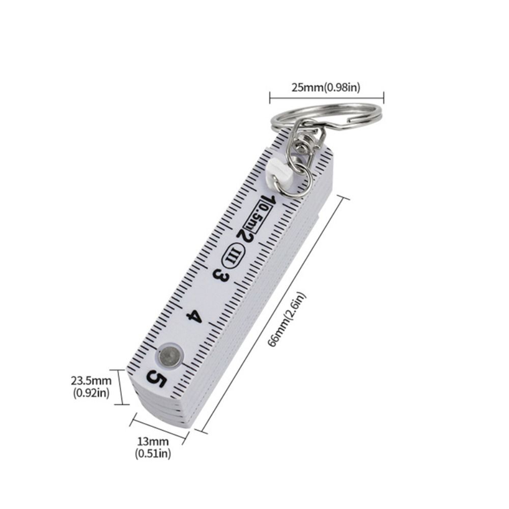Portable 0.5m 10-Fold Folding Ruler Double-sided Scale Anti Pinch Plastic Ruler with Keychain Gauge Bricklaying