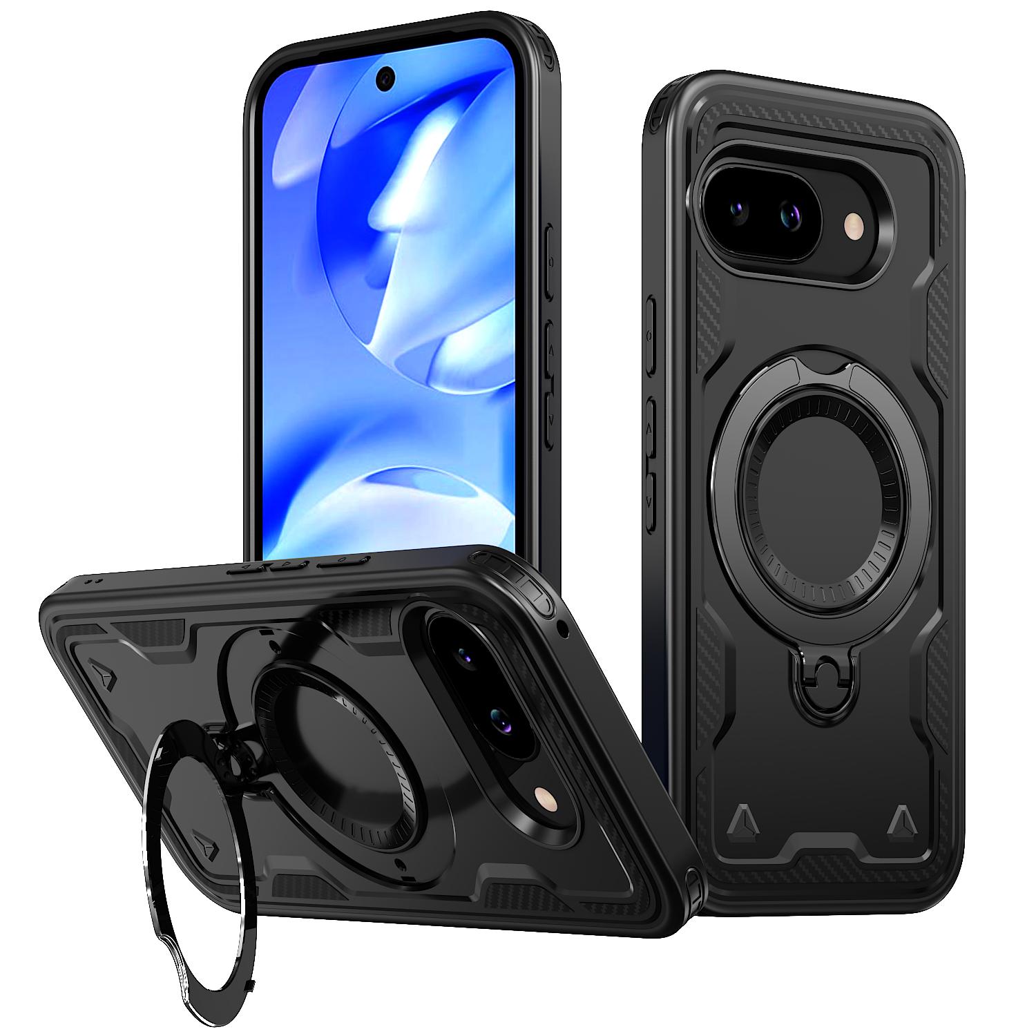 

Роскошный металлический чехол-кольцо с вращением на 360° для Google Pixel 10 Pro XL 5G Pixel9 Pixel 9 Pro 9A Pixel10 Ударопрочный чехол Google Pixel 9 Pro чёрный