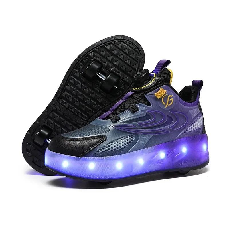 

Children s Invisible Four-Wheel Roller Skates Womens Kids Walking Shoes Men s Kids Scooters Retractable Single Row Wheel Skates 40