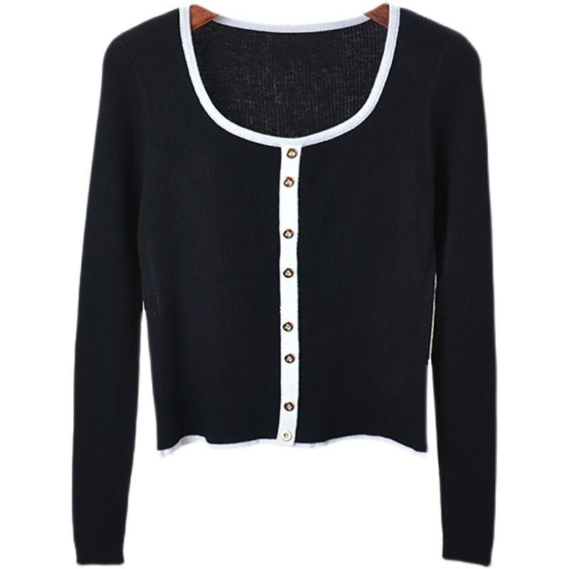 Korean-Style Wool Crew Neck Single-Breasted Base Shirt