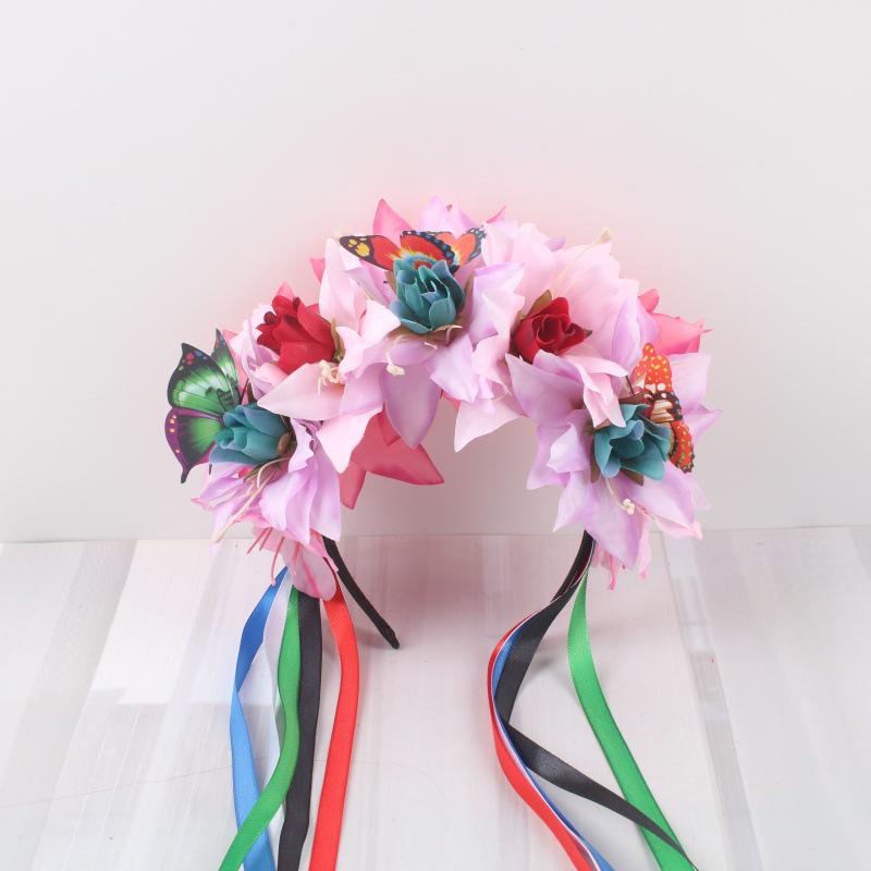 European & American Fashion Carnival Ribbon Hairband: Christmas Butterfly Rainbow Colors