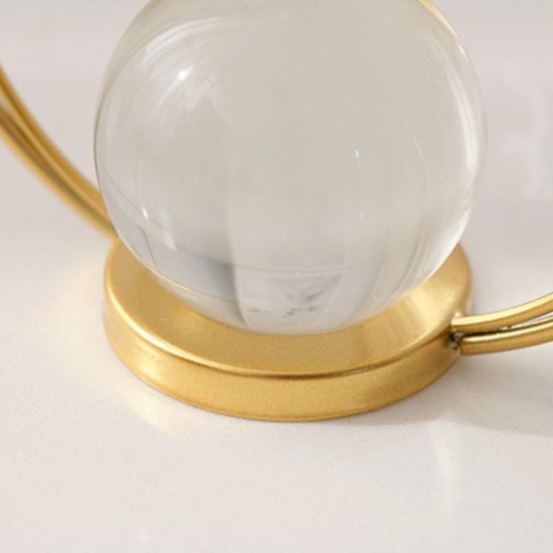 Crystal Ball Iron Art Ornament Golden Metal Frame Sphere Tabletop Decor Craft Butterfly Leaf Dragonfly Style for Living Room Entryway TV Cabinet
