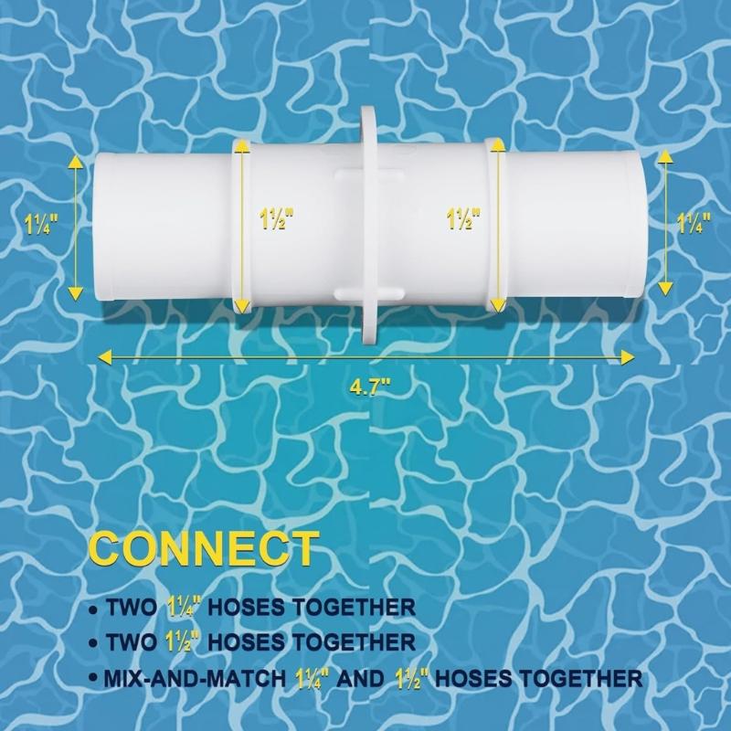 4PCS Hose Adapter Pool Cleaner Adapter Pool Hose Conversion Kit Swimming Pool Hose Converters Plastic Hose Fittings
