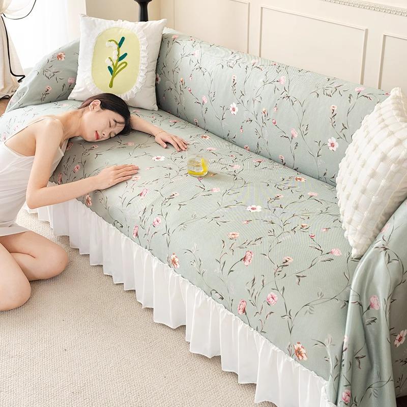 2025 new summer sofa towel ins pastoral anti-cat scratch non-slip sofa cover all-inclusive one whole cover