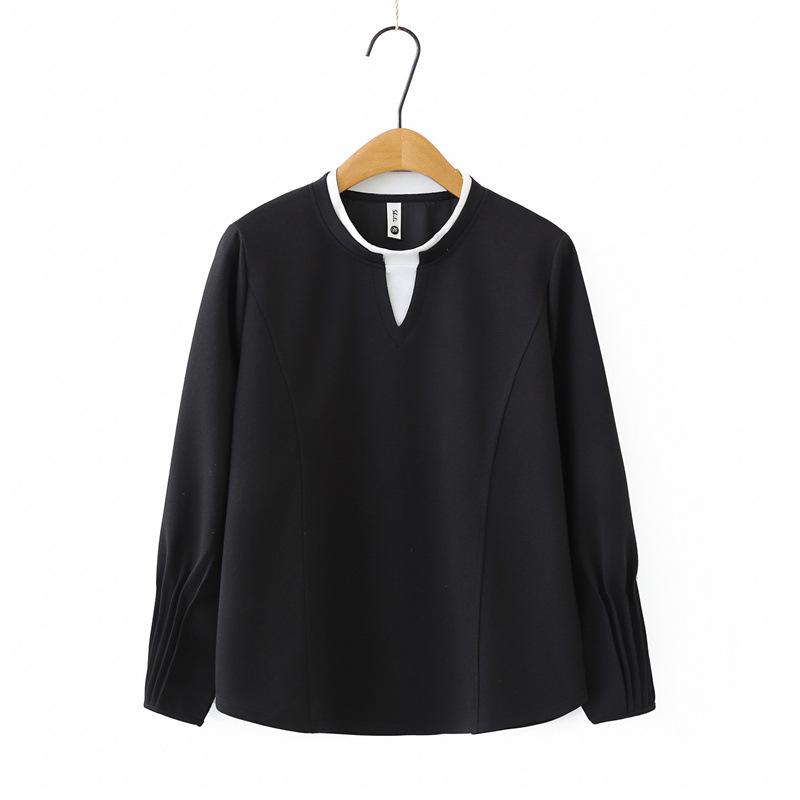

2026 Spring Plus Size Women s Color Block Pleated Long Sleeve 2-in-1 Slimming Hoodie for Casual Wear. XL чорний
