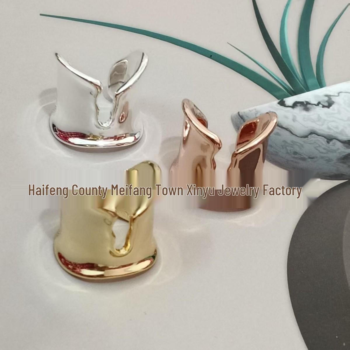 

Широке кільце TIFF925 зі стерлінгового срібла та золота: Європейсько-Американський Висококласний Модний Дизайн Відкрита Долоня Size 7